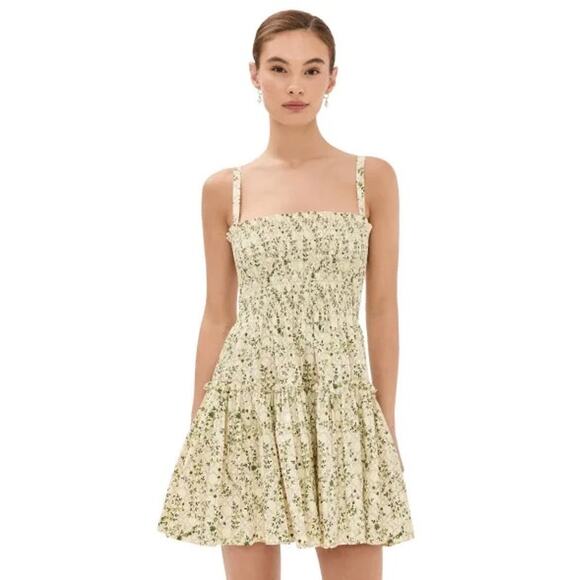 Hill House Home Beatrice Nap Dress Basketweave Vine Yellow Medium Smocked Mini - Picture 1 of 10